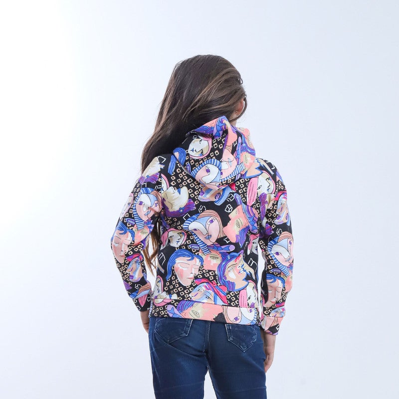 بيبو سويتشيرت بناتي مطبوع بكابيتشو أكمام طويلة_موف - Image 4